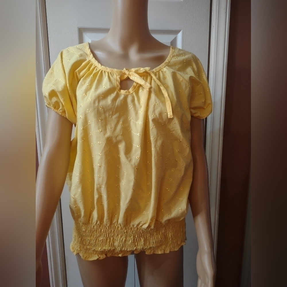 Bobbi brooks women's yellow plus size 1x shirt top blouse
